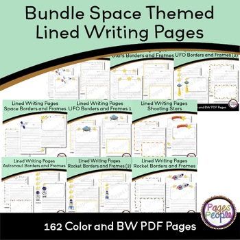 Preview of Bundle: Lined Writing Pages Space Themed