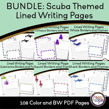 Preview of Bundle: Lined Writing Pages Suba Ocean Themed
