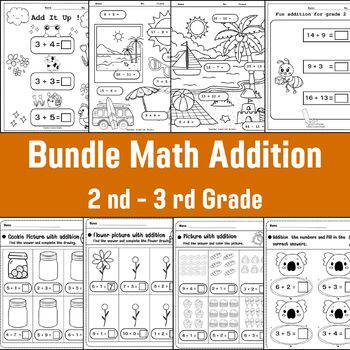 Preview of Bundle Math Addition 2 nd - 3 rd Grade/Math Worksheet/ Lesson/Math activities
