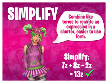 Preview of Bundle Math Vocabulary Terms & Definitions - 21 Video Game Themed Posters
