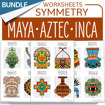Preview of Bundle Maya Aztec Inca Math Activity Symmetry Hispanic Heritage Month