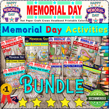 Preview of Bundle Memorial Day Craft Activities Hat Paper Craft Crown Headband Printable