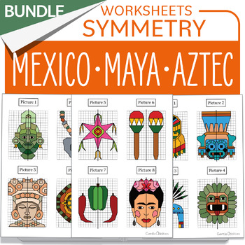 Preview of Bundle Mexico Math activity Mexico Maya Aztec Symmetry Hispanic Heritage Month