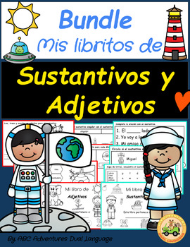 Preview of Bundle Mis Libritos de Sustantivos y Adjetivos / My Nouns and Adjectives Spanish