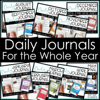 Preview of Bundle Monthly Warm up Bell Ringer Writing Journal Prompts