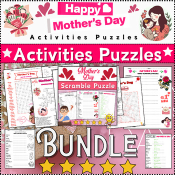 Preview of Bundle Mother’s Day Activities: Word Scramble/Word Search/Crossword ⭐No Prep⭐