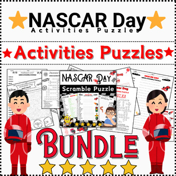 Preview of Bundle NASCAR Day Activities: Word Scramble/Word Search/Crossword ⭐No Prep⭐