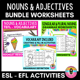 Bundle Nouns and Adjectives Worksheets TEF - EFL activities