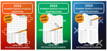 Preview of Bundle Number Search Puzzles by Addition, Subtraction and Multiplication V.1
