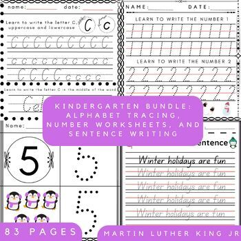 Preview of Martin Luther King Jr. Bundle: Letter Tracing, Number, and Alphabet Worksheets