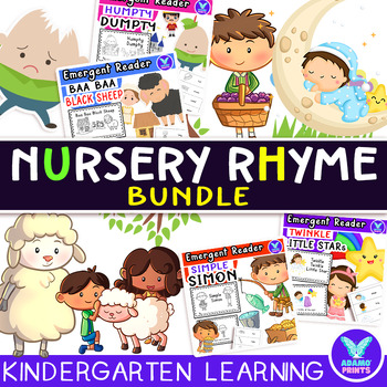 Preview of Bundle Nursery Rhyme Emergent Reader Kindergarten ELA NO PREP Activities