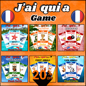 Preview of Bundle Of I Have Who Has Game, Reptiles,Birds,Insects... Sea Animals, In French.
