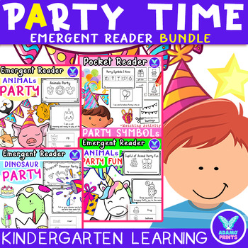Preview of Bundle PARTY TIME - Emergent Reader Kindergarten NO PREP Activities