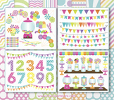 BIG BUNDLE - Candyland, Sweets, Candy Clipart and Digital Paper