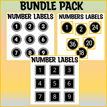 Preview of Bundle Pack, Printable Black and White Number Labels, Editable Number Labels