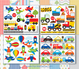 BIG BUNDLE - Transportation, Construction Vehicles Clipart