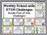 Bundle Pack of 9 Monthly School-Wide STEM Challenges! Set #1