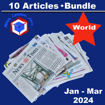 Preview of Bundle_10 World Affairs Current Events Articles & Activity Packet/Jan - Mar 2024