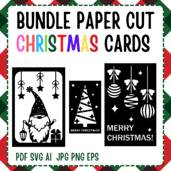 Preview of Bundle Paper cut Christmas Cards - Holiday Gift Cards