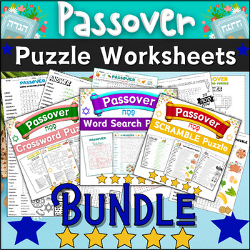 Preview of Bundle Passover Activities: Word Scramble ~ Word Search ~ Crossword⭐No Prep⭐