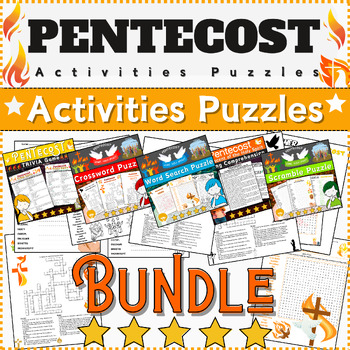 Preview of Bundle Pentecost Activities: Word Scramble/Word Search/Crossword/Trivia Game...