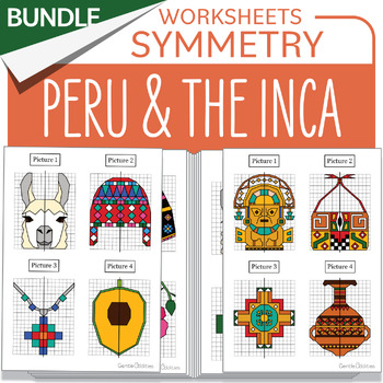 Preview of Bundle Peru Math activity Peru Inca Symmetry Hispanic Heritage Month Lama Inti