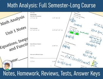 Preview of Precalculus Full Year Long Course: Notes, Homework, Reviews, Answers