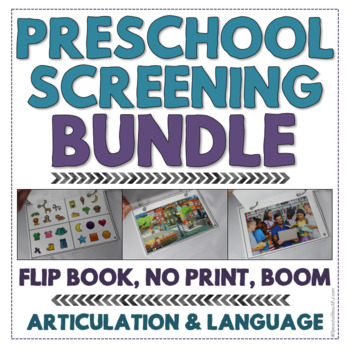 Preview of Bundle Preschool Speech & Language Screening Kit with No Print & Flip Book