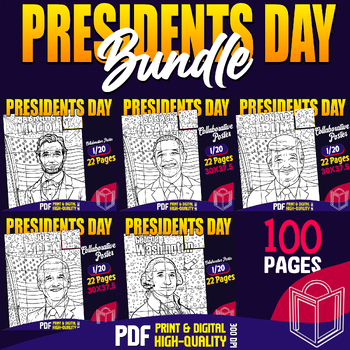 Preview of Bundle: Presidents Day Collaborative Poster Coloring Craft , Classroom Project