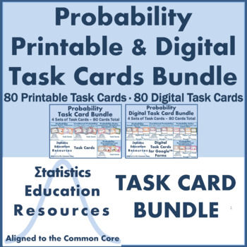 Preview of Bundle: Probability Digital and Printable Task Cards (Common Core Aligned)