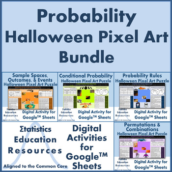 Preview of Bundle: Probability Halloween Pixel Art Puzzles (Common Core Aligned)
