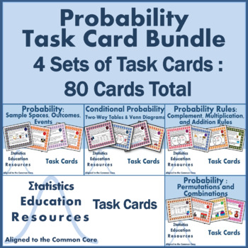 Preview of Bundle Probability Task Cards (80 Cards) (Common Core Aligned)