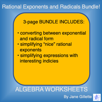 Bundle: Rational Exponents And Radicals By Jane Gillette | TPT