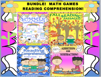 Preview of Bundle Distance Learning Reading Comprehension Google Classroom and Math Games