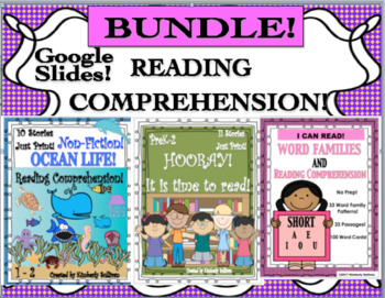Preview of Bundle Reading Comprehension Google Slides Independent Work Sight Words