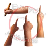 Stock Photo Bundle Hands Holding Brown Crayon, Pointing, L