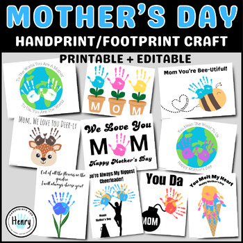 Preview of Bundle + SAVE! Mother's Day Handprint Crafts, May Art Activities for Toddlers