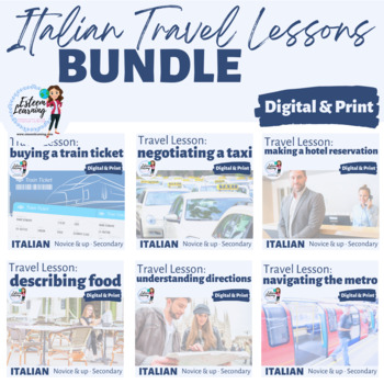 Preview of Bundle -SIX Italian Travel Lessons - Train, Taxi, Hotel, Food, Directions, Metro