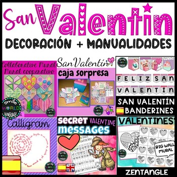 Preview of Bundle San Valentín Mural manualidades decoración español Spanish Valentine's