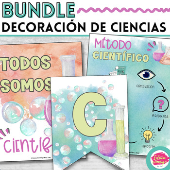 Preview of Bundle - Science Decor in Spanish and English - Decoración de Ciencias