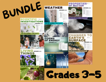 Preview of Bundle Science Vocabulary Cards 6 Sets Activities Quizzes Grades 3-5