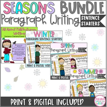 Preview of Bundle: Seasons Paragraph Writing Sentence Starters Fall, Winter, Spring, Summer