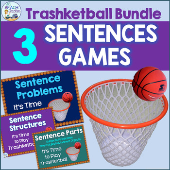 Preview of Sentences Trashketball Games Bundle - Sentence Structures, Parts, Problems