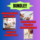 Bundle Simulated Diet Tray Slips, Meal Percentage Handout,