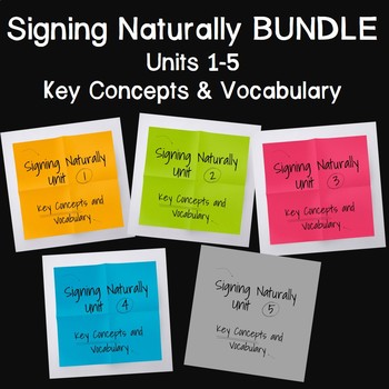 Preview of Bundle: Signing Naturally Key Concepts and Vocabulary Units 1-5 (Level 1)