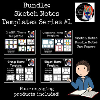 Preview of Bundle: Sketch Notes Templates Series #1 (Doodle Notes, One Pagers)