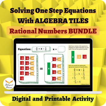 Preview of Bundle | Solving One Step Equations with Algebra Tiles Rational Numbers