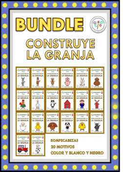 Preview of Bundle Spanish Build a Farm's Crafts Construye Granja Puzzle Animales Animals