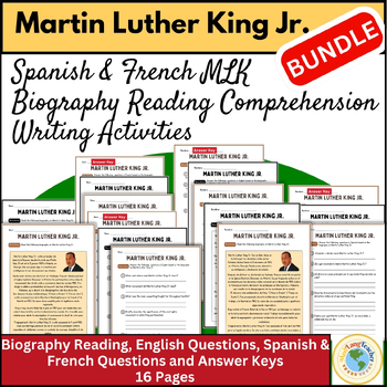 Preview of Bundle: Spanish & French Martin Luther K Reading Comprehension Writing Exercise