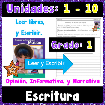 Preview of Bundle - Spanish Writing Prompts - 1st Grade - Pautas para escritura